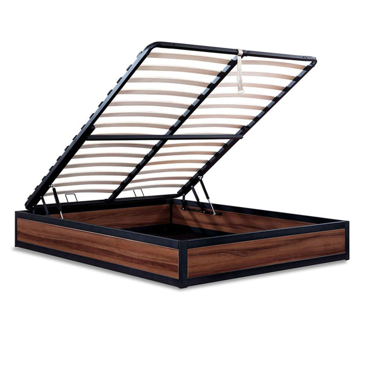 Factory - Lit coffre style industriel et sommier à lattes