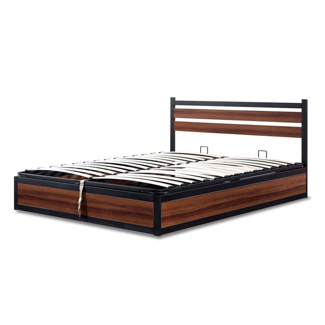 Soho - Lit coffre industriel avec tête de lit et sommier à lattes