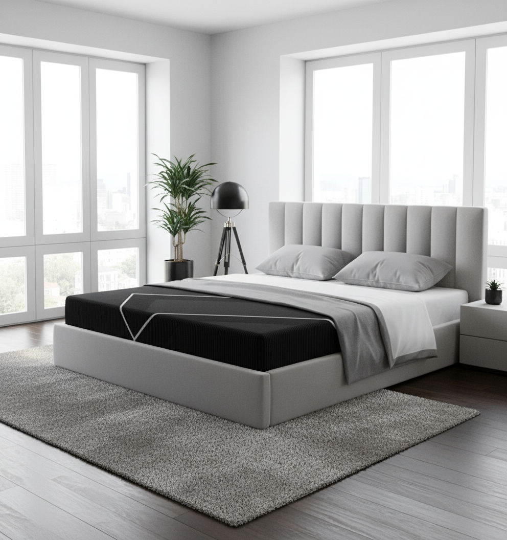 Obsidian - Matelas mémoire de forme bambou-charbon et ressorts ensachés 25 cm