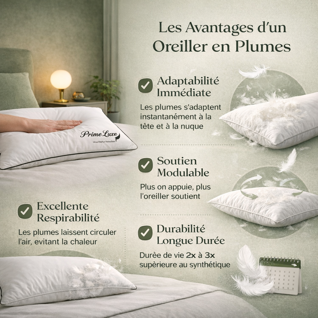 Hypnos - Oreiller plumes de canard avec soutien cervical optimal