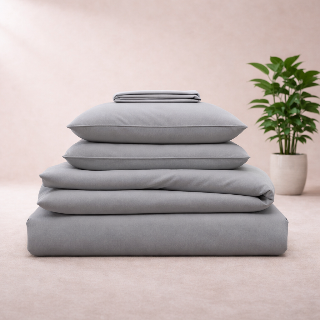 Harmonie - Parure de lit grise respirante, douce, hypoallergénique