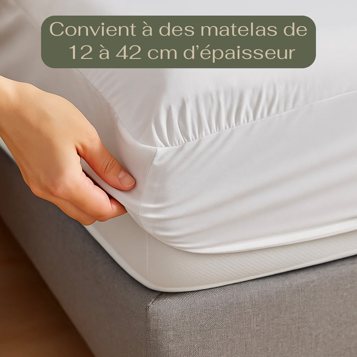 Harmonie - Drap housse blanc respirant, doux et hypoallergénique