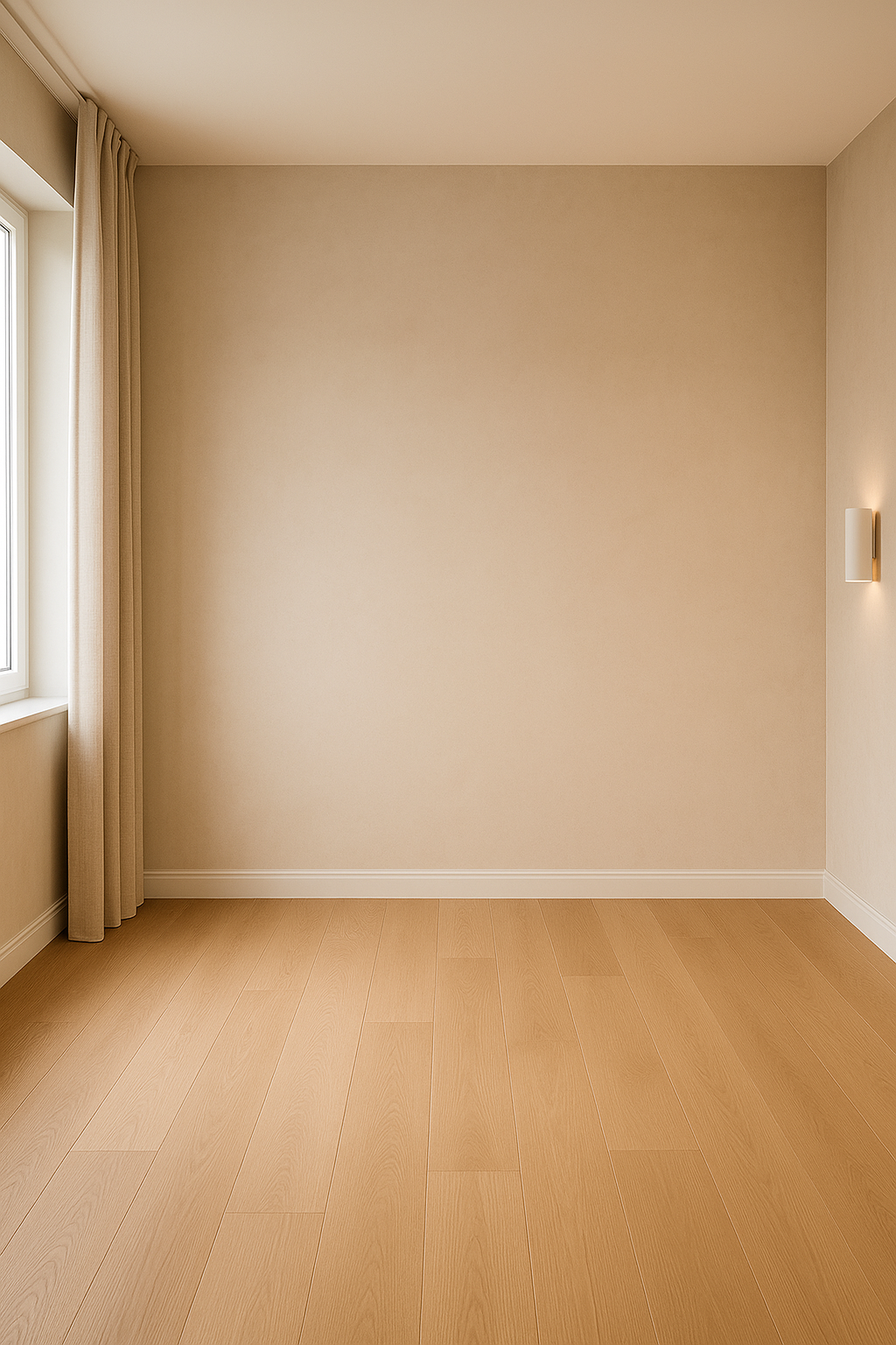 Chambre moderne vide, cadrage fixe pour comparaison avant/après