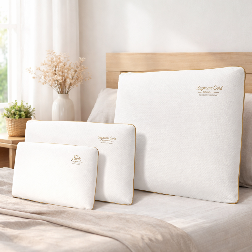 Alma Gold - Oreiller ergonomique mémoire de forme déhoussable 50 kg/m³