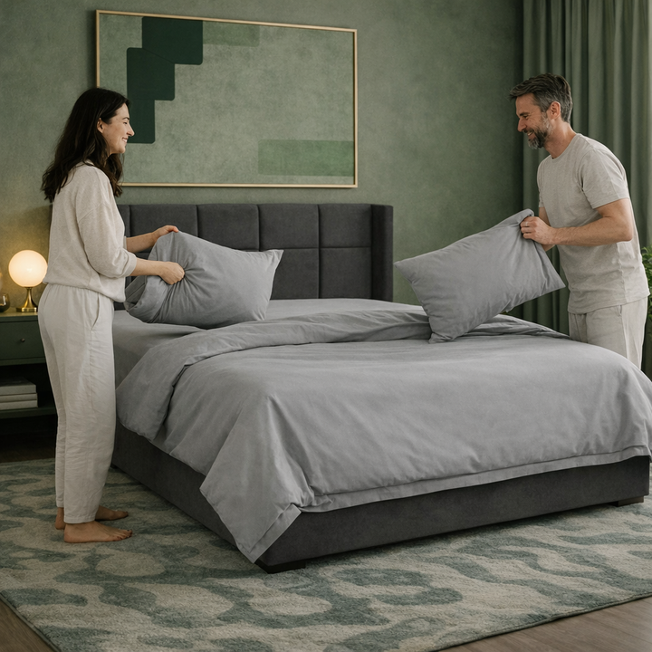 Harmonie - Taie d’oreiller grise respirante, douce et hypoallergénique