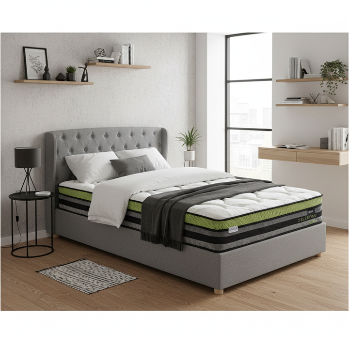 Dualis - Matelas mémoire de forme et ressorts ensachés côté ferme et côté souple 22 cm