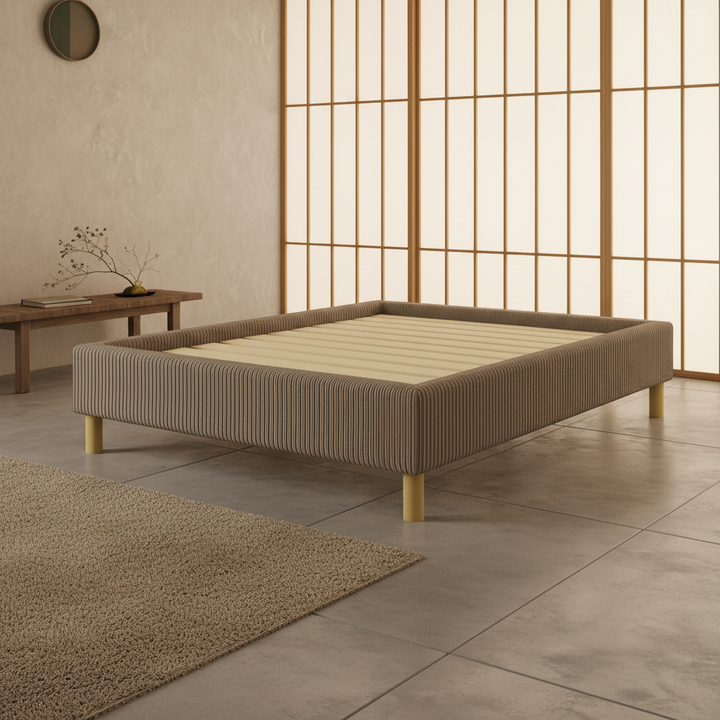 Cosy - Lit velours côtelé sans tête de lit cadre de lit bois