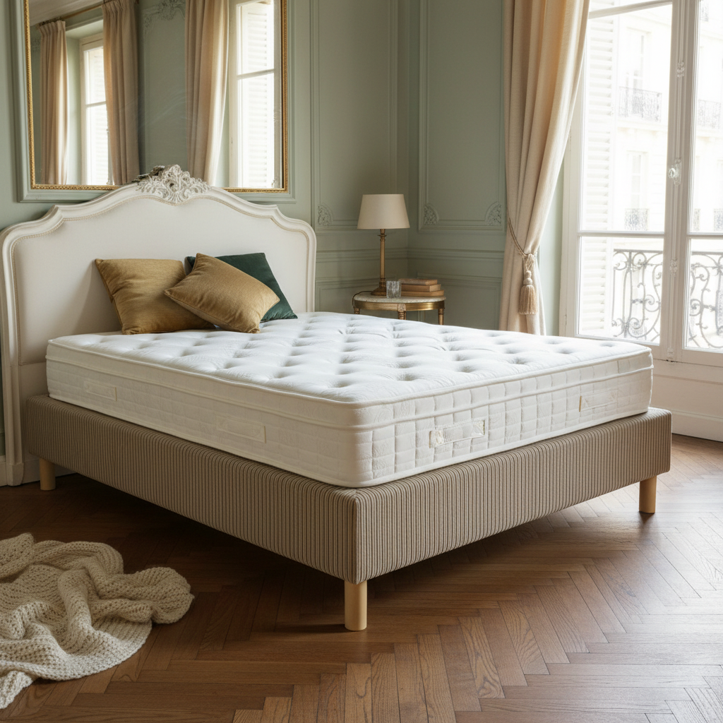 Cosy - Lit velours côtelé sans tête de lit cadre de lit bois