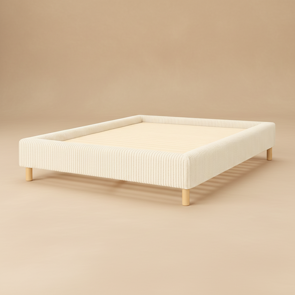 Cosy - Lit velours côtelé sans tête de lit cadre de lit bois