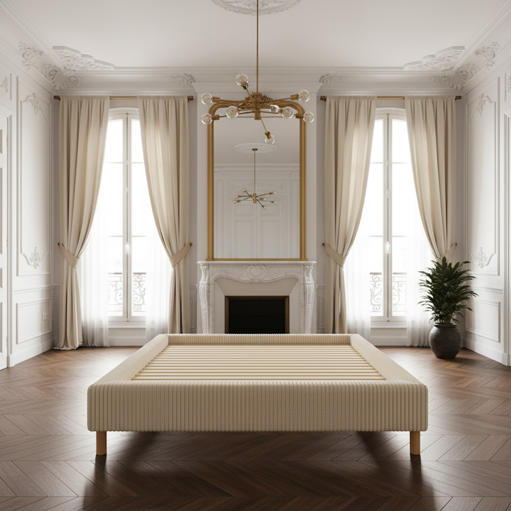 Cosy - Lit velours côtelé sans tête de lit cadre de lit bois