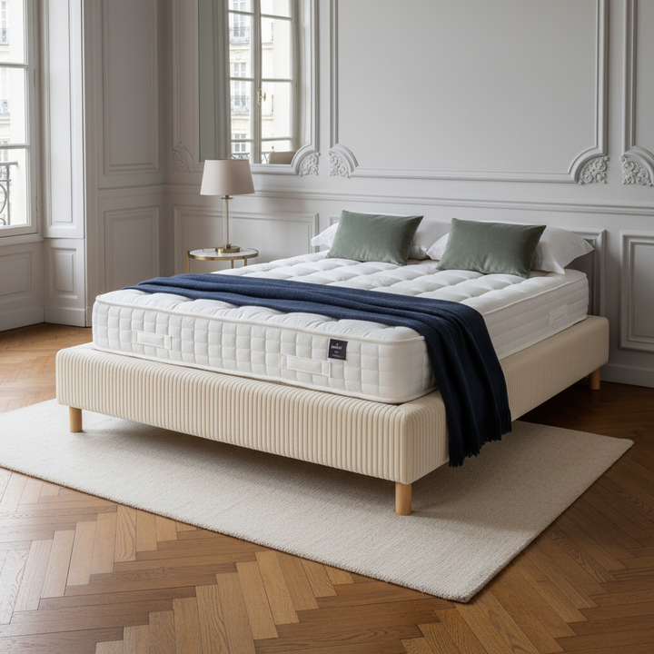 Cosy - Lit velours côtelé sans tête de lit cadre de lit bois