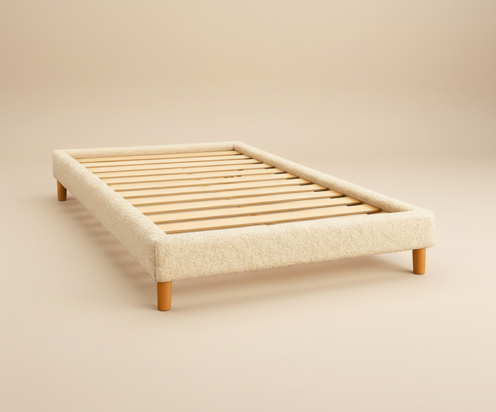 Cosy - Lit bouclette sans tête de lit cadre de lit bois