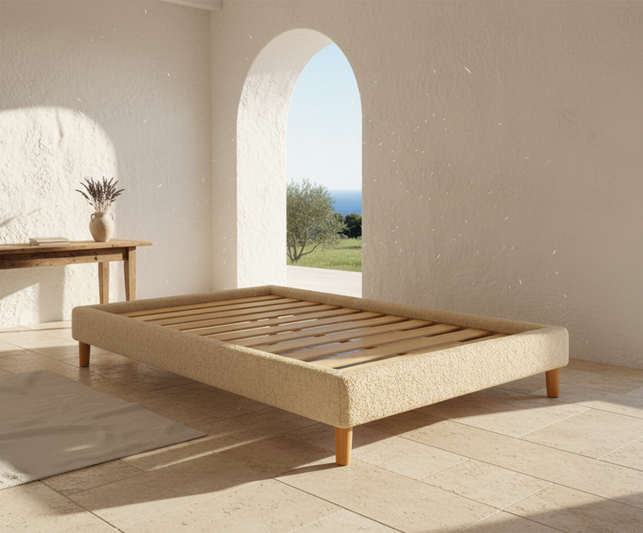 Cosy - Lit bouclette sans tête de lit cadre de lit bois