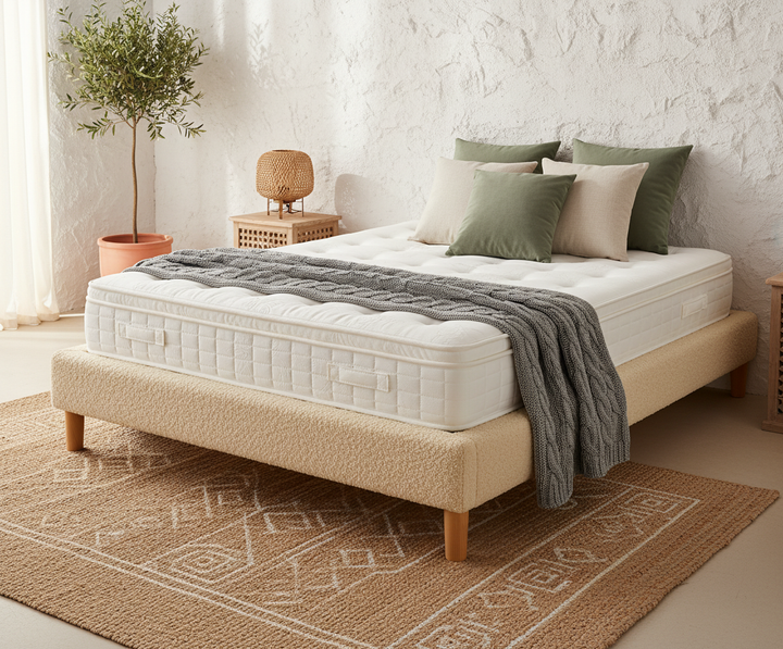 Cosy - Lit bouclette sans tête de lit cadre de lit bois